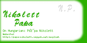 nikolett papa business card